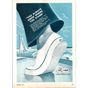 1971 Sperry Topsider Deck Shoes Vintage Print Ad Naugatuck Conneticut Wall Art